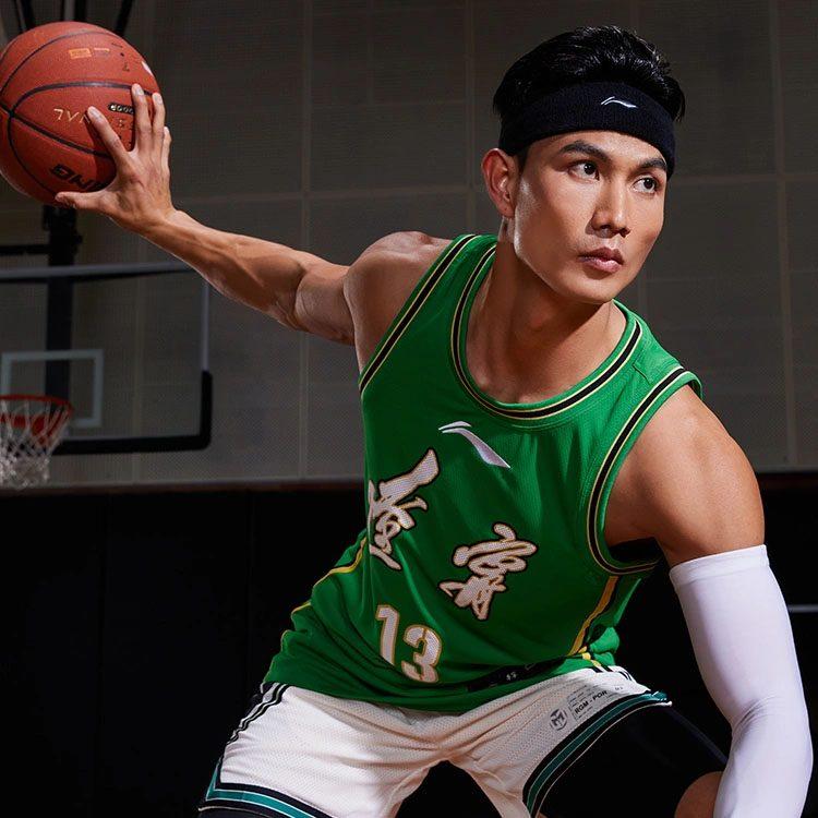 Li Ning CBA Collection Basketball Jerseys Men's Green Moderate Straight Fit AAYR813-1