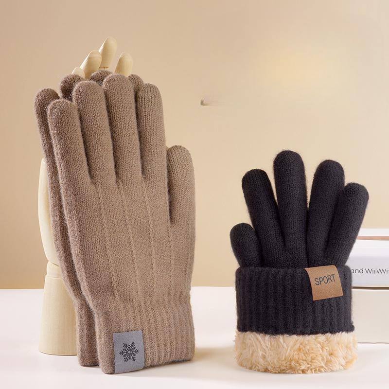 Winter Touch Screen Gloves Cycling Electric Bike Men's Warm Gloves Windproof and Cold Proof Gloves Thick Knitted Yarn Gloves with Added Velvet