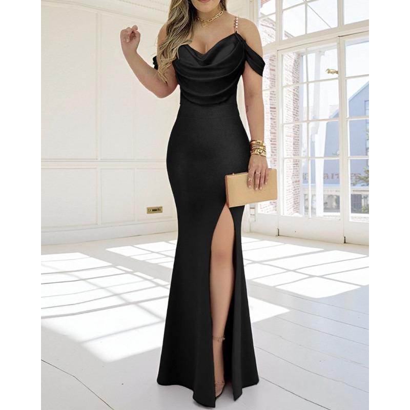 IHUASU Kadın Modası Yaz İlkbahar Düz Renk Baskı Kolsuz V Yaka Günlük Elbiseler