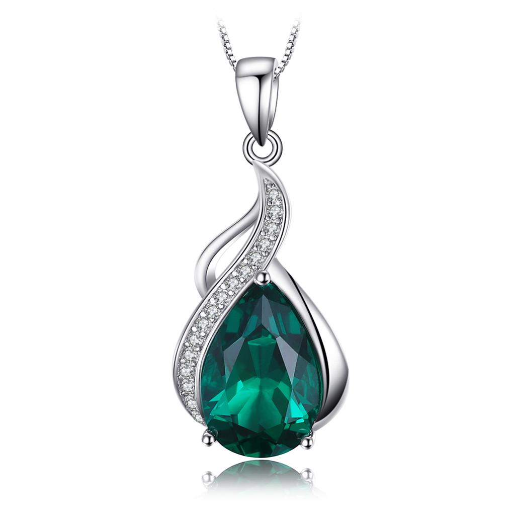 JewelryPalace 2.7ct Simulated Nano Emerald 925 Sterling Silver Pendant Necklace for Woman No Chain