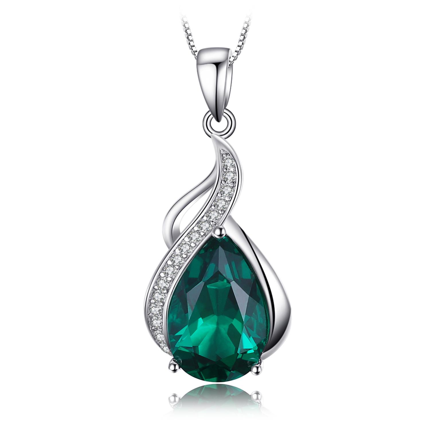 JewelryPalace 2.7ct Simulated Nano Emerald 925 Sterling Silver Pendant Necklace for Woman No Chain