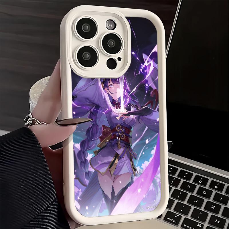 Phone Case for iPhone 17 Air 16E 15 16 Pro Max Genshin Impact Raiden Shogun Cover 14 Plus 13 12 Mini Soft Shell Silicone Fundas