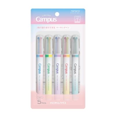 KOKUYO Campus Marking Positive Two-Color Pen, & Relax, 5-Pack PM-MT100-L4-5S