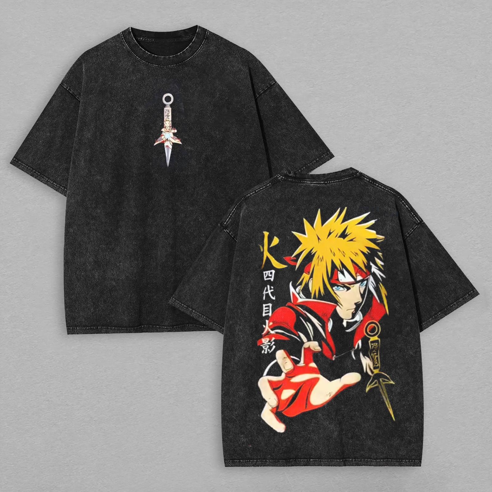 

Naruto Anime Lover Washed T-shirt Year round clothing high quality personality Clothes Plus Size Unisex New Model Couples tee L