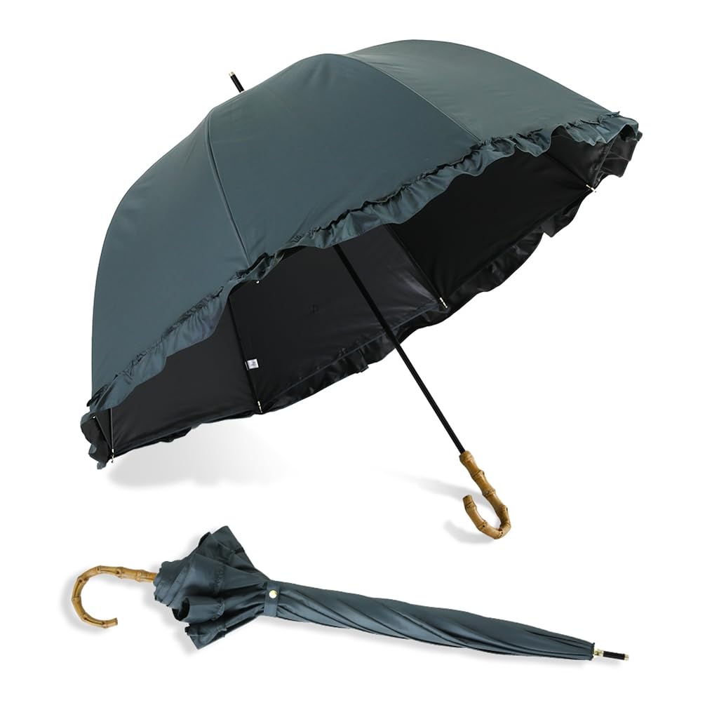 Ogawa Cynthia Frilled UV or Celebration Model 54736 Parasol, Umbrella, 99.9% Protection, Black, Water-Repellent, Stylish, Simple, Gift, Mother's Day,