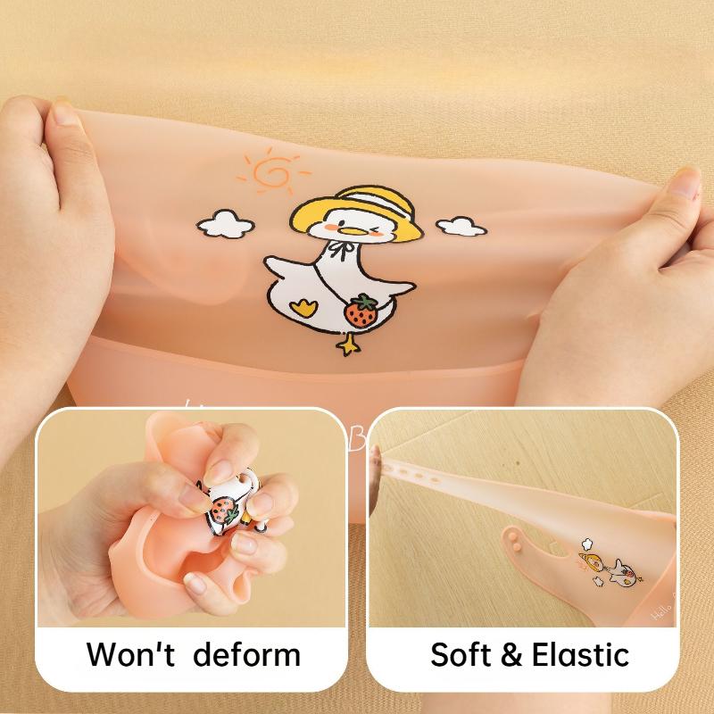 Cute Cartoon Animal Printed Baby Bibs Waterproof Kids Bib Dirtproof Girl Boy Adjustable Soft Silicone Bib Baby Feeding Stuff