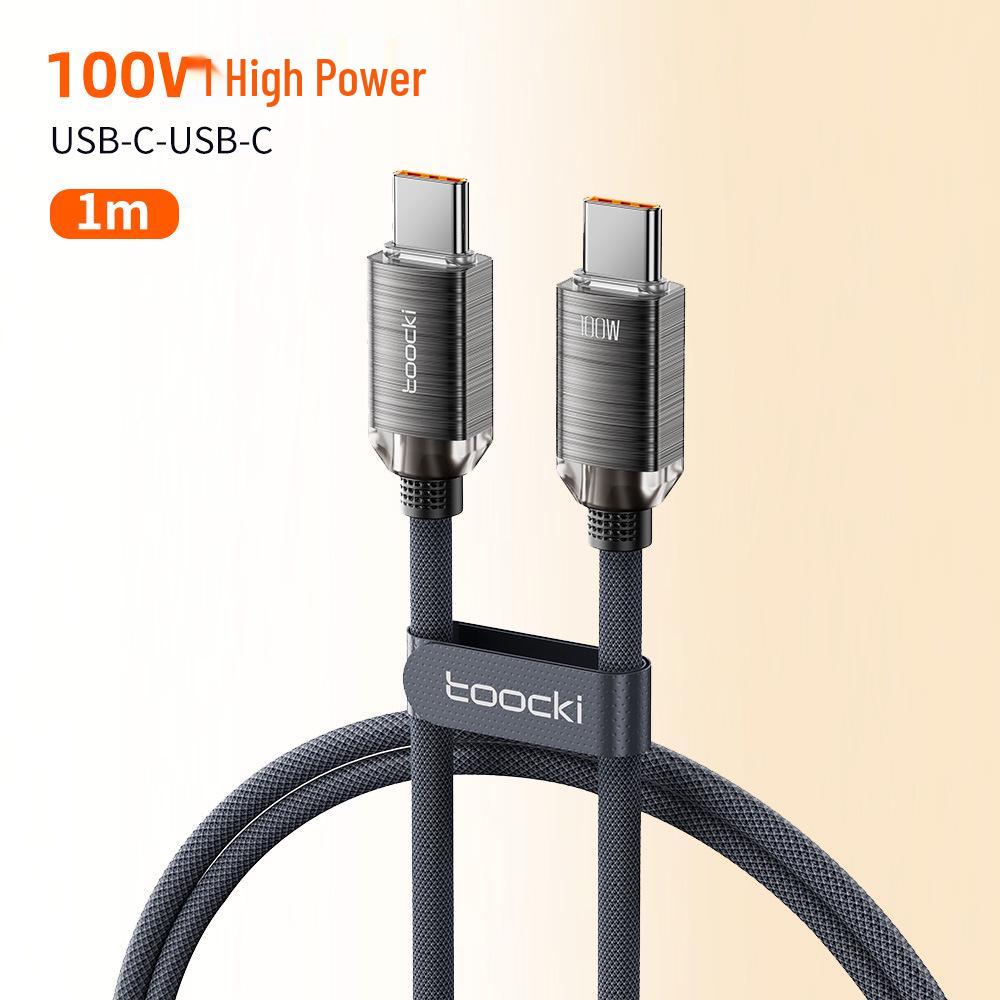 Toocki 100W USB-C Fast Charging Cable, Crystal Aluminum Alloy, Compatible with Apple, Samsung, Huawei