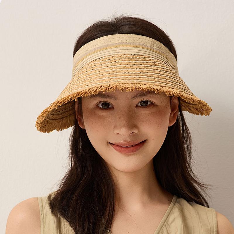 Summer Travel Sunshade Hat Foldable Straw Rough Brim Sunscreen Hat Anti-Ultraviolet Hat