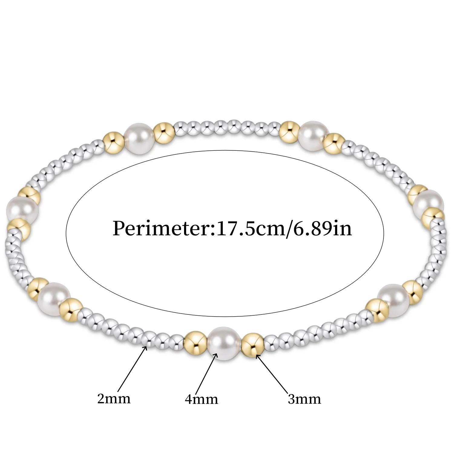 

Vlen Elegant Elastic Shell Pearl Bracelet Stackable Gold Plated Bead Accent Jewelry for Women Fashion Bracelets