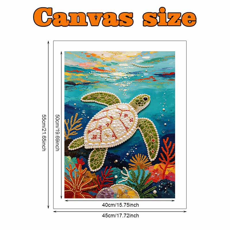 Pearl Painting Art Painting Kit for Adults and Beginners, Sea Turtle Sparkling Painting Craft Home Wall Decor Handmade Gift Idea