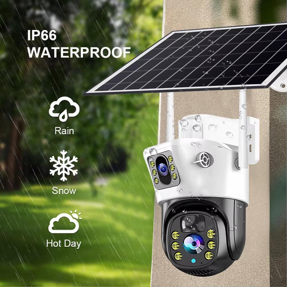 LS VISION 4G SIM Card Solar Camera WiFi 360 IP Camera 8MP 4K CCTV Battery Cameras Outdoor Dual Lens Smart Home Security Surveillance Solar