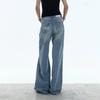 Starry Sky Shiny Wide-Leg Slimming High-Waisted Denim Pants for Women - Flaw-Concealing, Leg-Lengthening Straight Fit