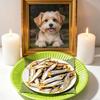 Tigela de Papel para Gato com Peixe Homenagem de Recordação para Animais de Estimação Acessório de Memorial para Animais de Estimação Réplica Realista de Peixe Seco para Gatos Falecidos Ritual de Perda de Animais de Estimação