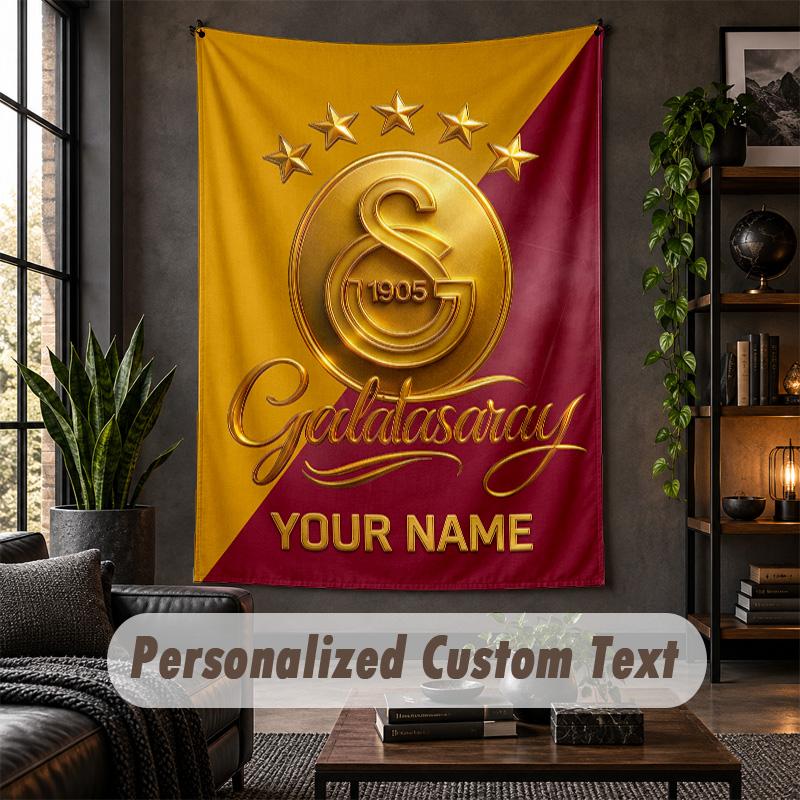 Arazzo da Parete Stampa Galatasaray FC Testo Nome Personalizzato Appeso a Parete Decorazione per la Casa
