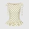 French Polka Dot Sleeveless Top Women's Summer High-end Light Luxury Lace-up Ruffle Edge Waist Thin Vest Shirt