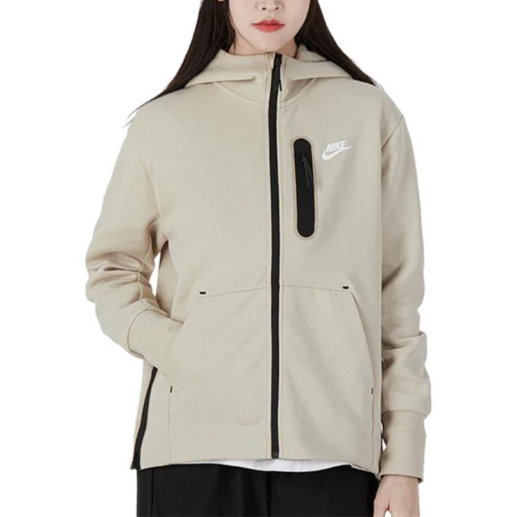 Nike Sweatshirts Women's Khaki Hooded Moderate Cardigan DD5625-206