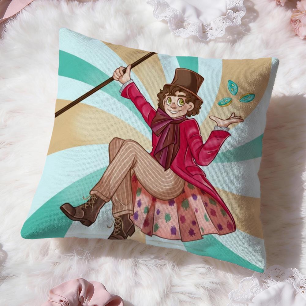Moive W-Wonka Cushion Cover Premium Comfort Reversible Pillow Cove -Two in One Design for Any Room & Car Interior