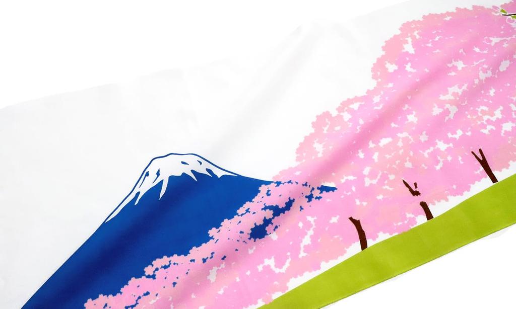 Dyeing Anbo Hand Towel the Cherry Blossom Garden At Authentic Dyed Cotton Tokuoka Made In Japan 35cm X 100cm "Following Fuji" 100%