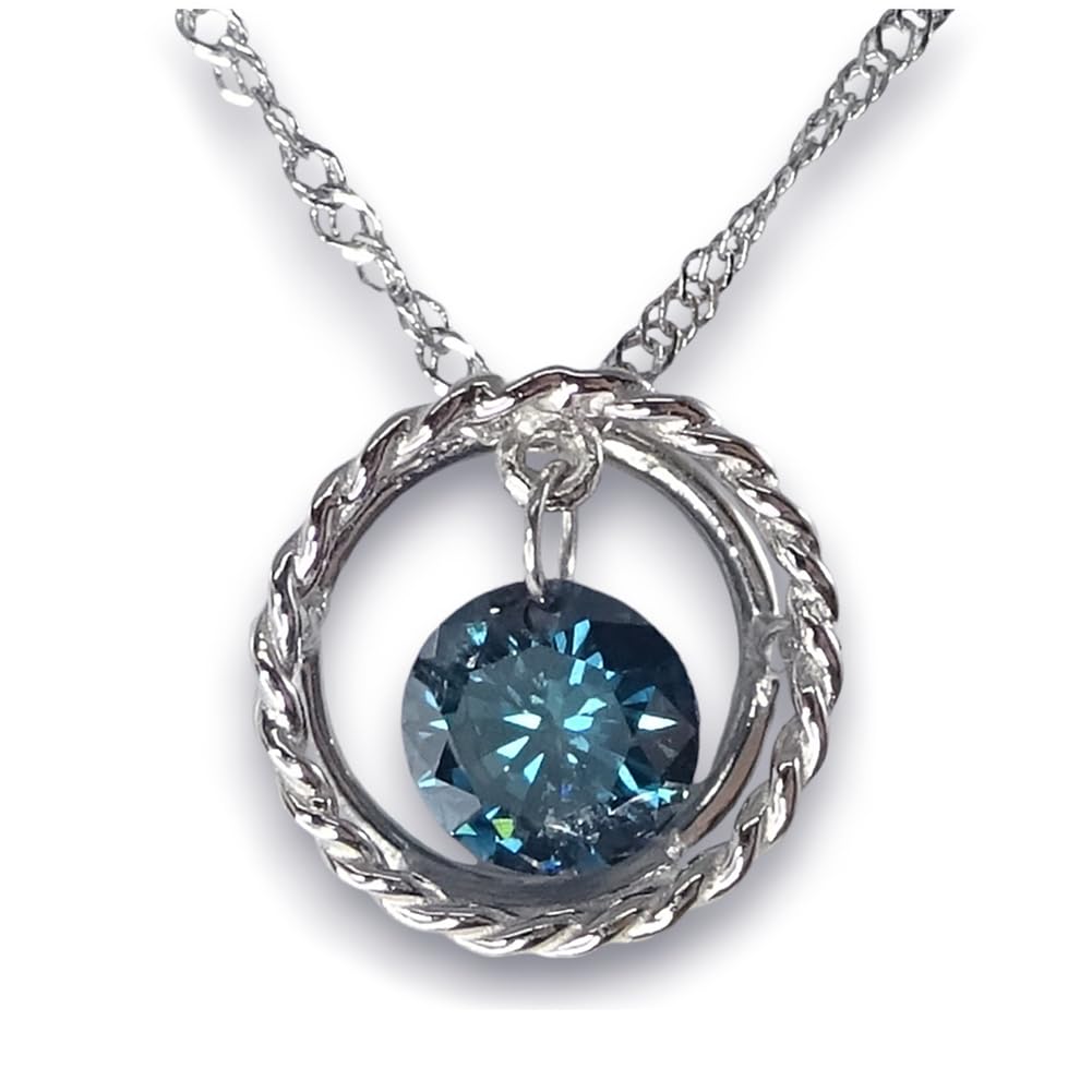 

Platinum Diamond Necklace Blue Diamond Single SI Class Swaying Laser Hole Diamond Identification Certificate ~ 0.25ct [Gem Included] [Birthstone синій