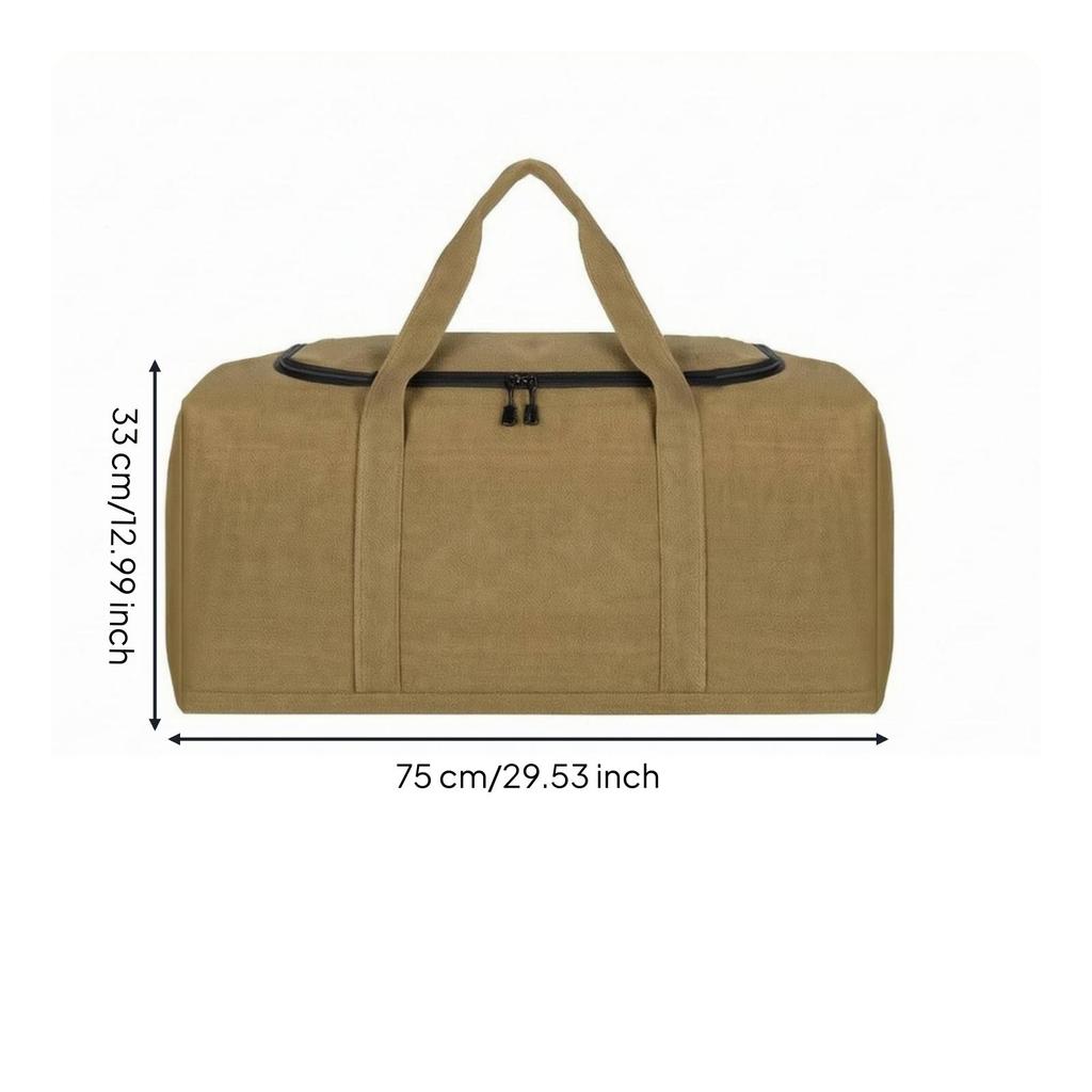Camping Gear Organizer Spacious Canvas Storage Bag Zippered for Road Trips