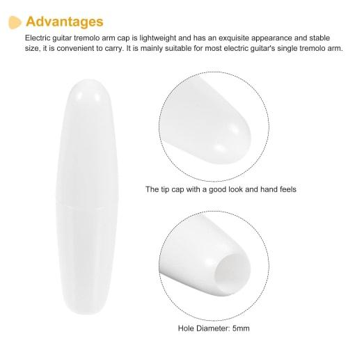 uxcell Guitar Single Tremolo Arm Bar Tip Caps, 5mm Diameter, ABS White Cover, Arm Crank Handle for Electric Guitar, 5 Pieces
