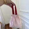 Stripes Drawstring Organizer Bag Top Handle Handheld Coin Purse Cosmetic Storage Pouch  Picnic