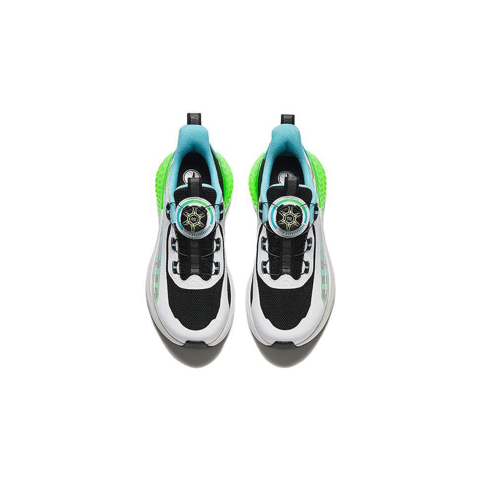Anta Kids Knob Shock Absorption Wear-Resistant Breathable Low-Top Running Shoes Kids Running Shoes Black White Green A312425519-1