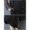 Dimanaf Plus Size Loose Dress Blouse Women 2025 Lace Stripe New Summer Style Black Shirt Dress