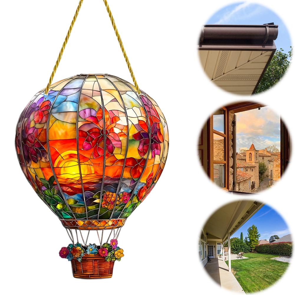 Hot Air Balloon Sun Catcher Hot Air Balloon Window Hanging Acrylic 2D Flat Hot Air Balloon Window Decoration Indoor Window Decor