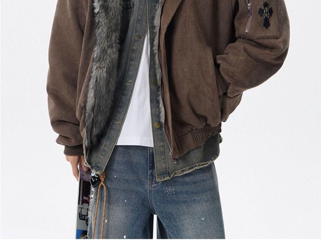 Men's Retro American Style Fur Collar Thickened Winter Jacket