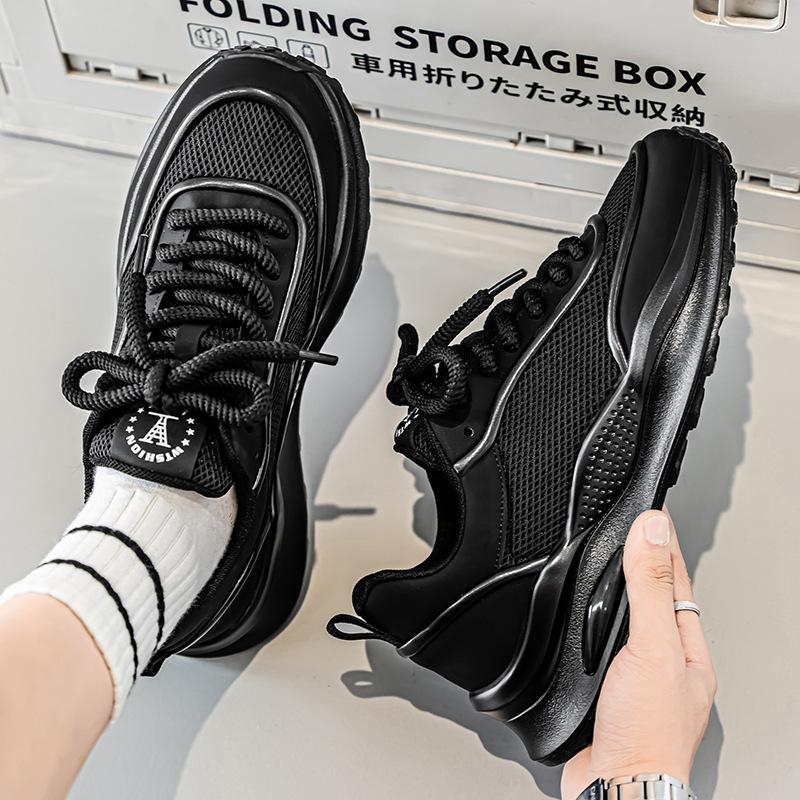 

Summer new mesh breathable thin comfortable men s shoes personalized trend Korean version fashion dad shoes teen trendy shoes 44 чёрный