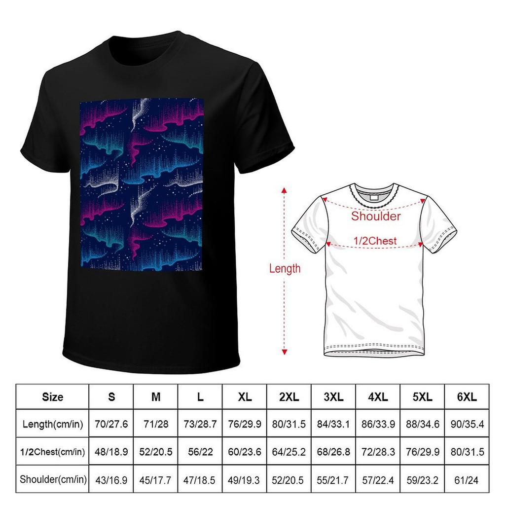 Dotwork Aurora Borealis TShirt Cotton Graphic Tees Customizeds Anime Stuff Oversized Mens Fashion