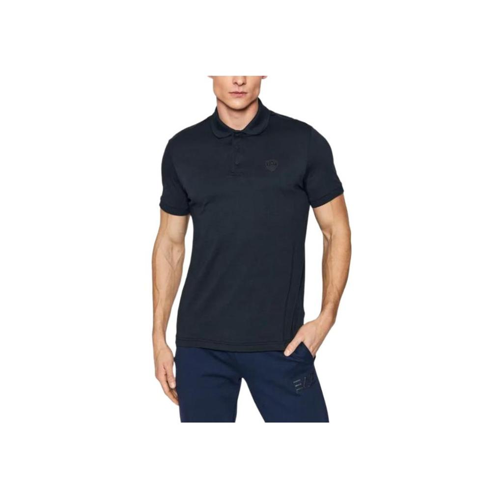 Emporio Armani EA7 Solid Color Button Straight Fit Short Sleeve Polo Shirt Men Polo Shirts Navy-Blue 8NPF09-PJNQZ-1578