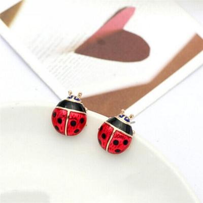 Cute Insert Earrings Exquisite Paint Stud Earrings Red Oil Ladybug Ear Studs
