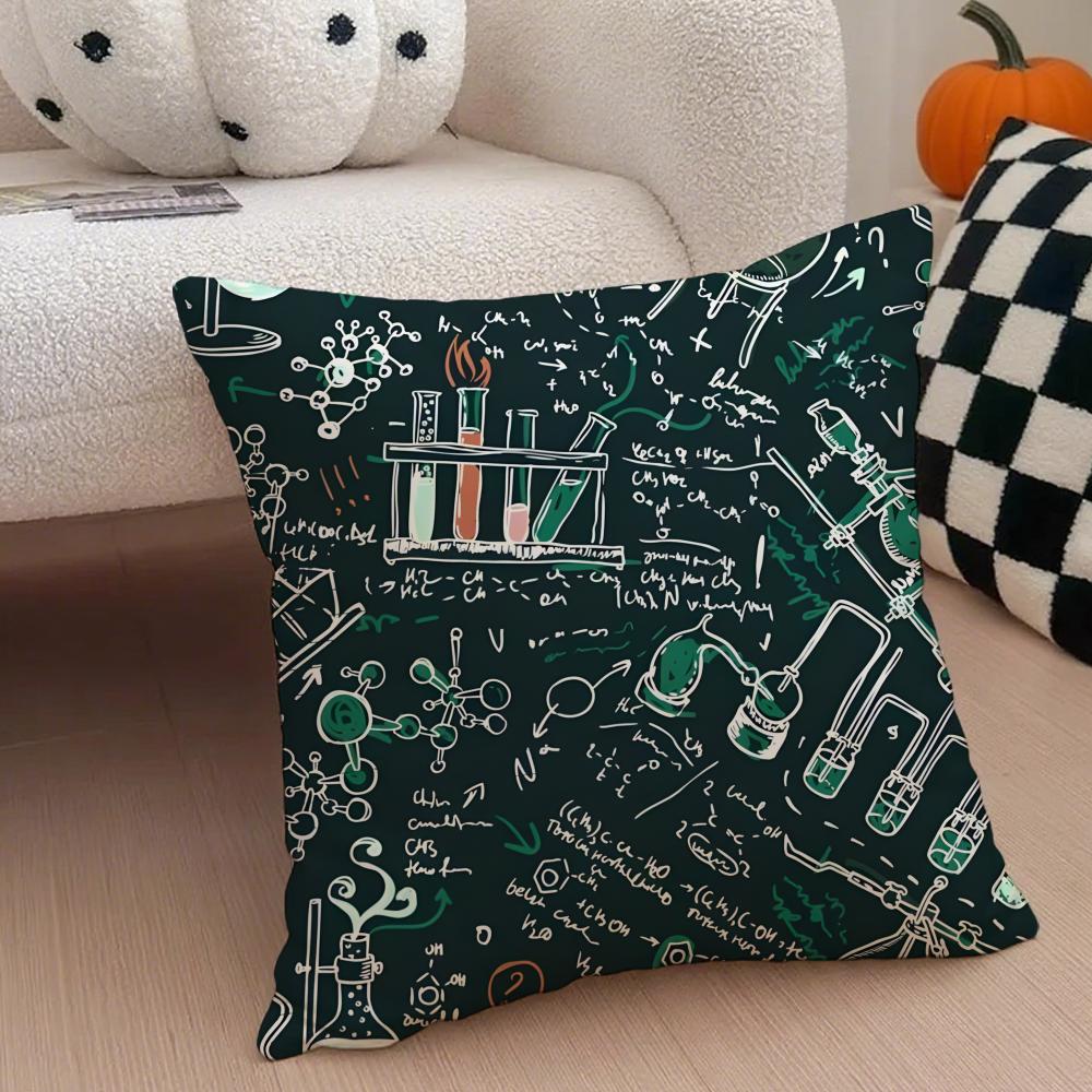 Experimental Fundamental Chemistry Cushion Cover Throw Pillow Cover Hidden Button Durable Polyester Chair Cushion