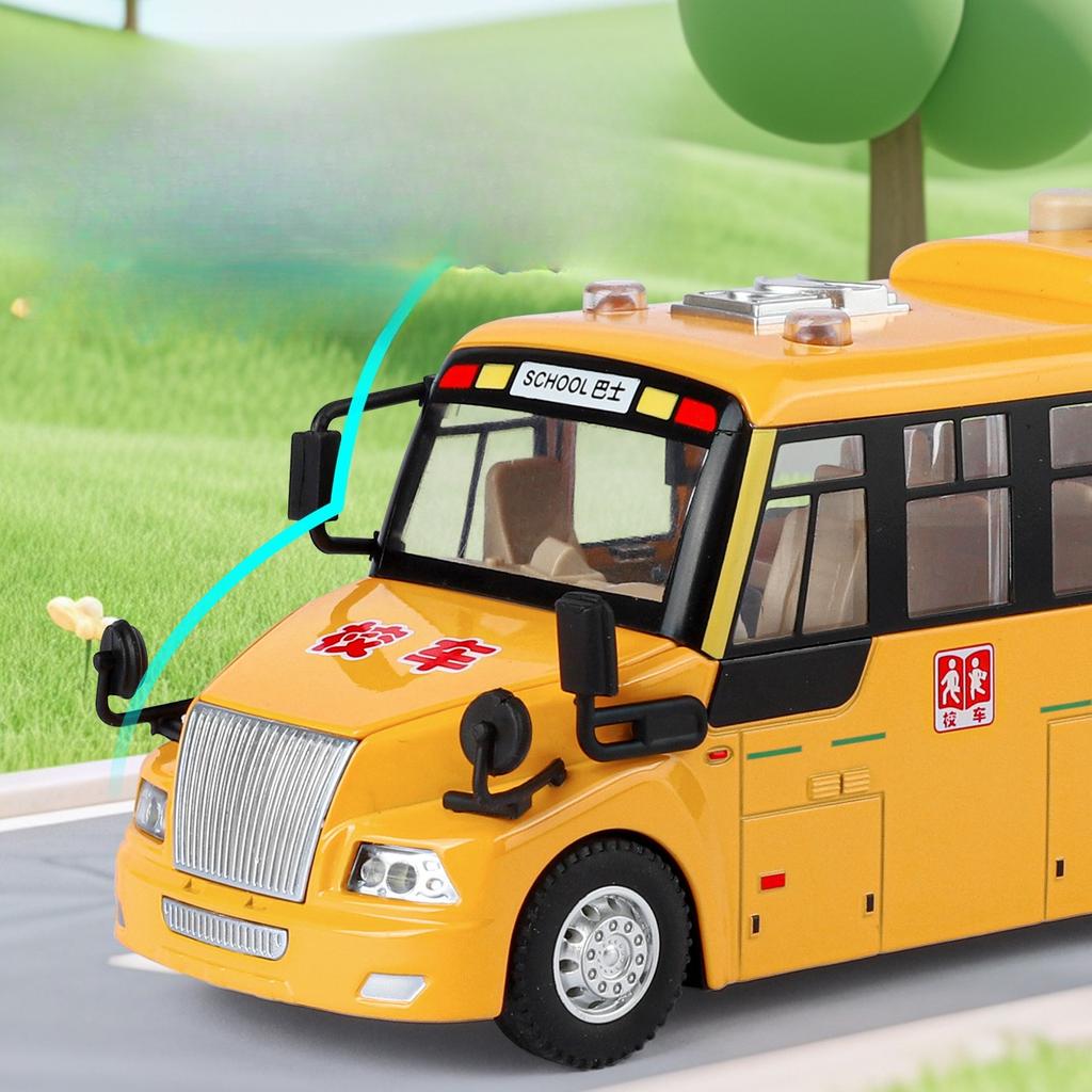 AAZI1 Golden Cube Simulation 1:24 Alloy School Bus Early Education Edition Car Model Ornament Toys Wholesale Distribution