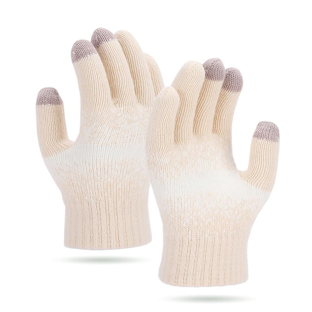 Men's And Women's Knitted Yarn Five Finger Warm Gloves With Thick Velvet Gloves