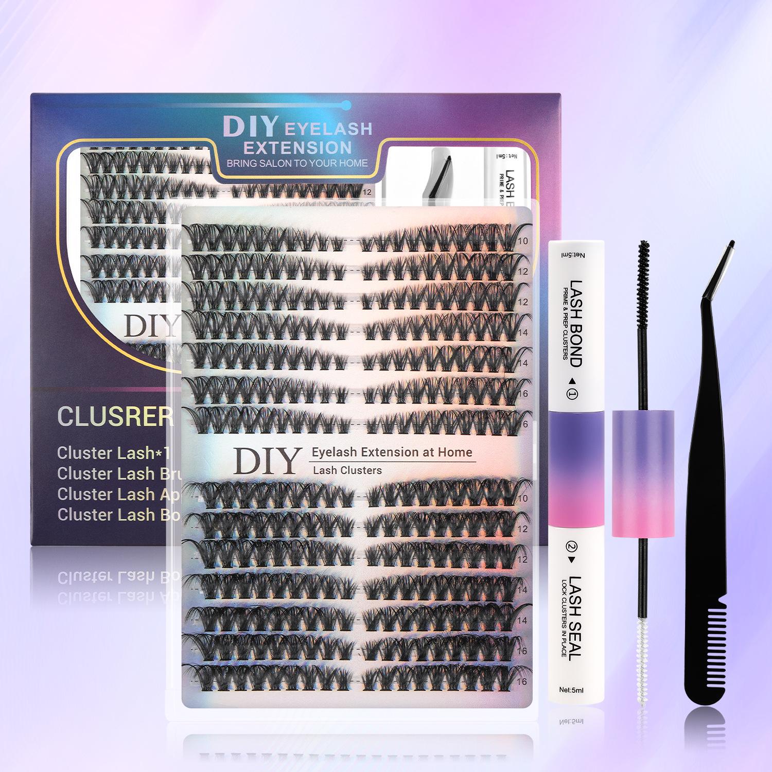 

Набір накладних вій по сегментах для самостійного наклеювання: 12 рядів, 30D & 40D Комбо, Гарячий клей, Велика місткість