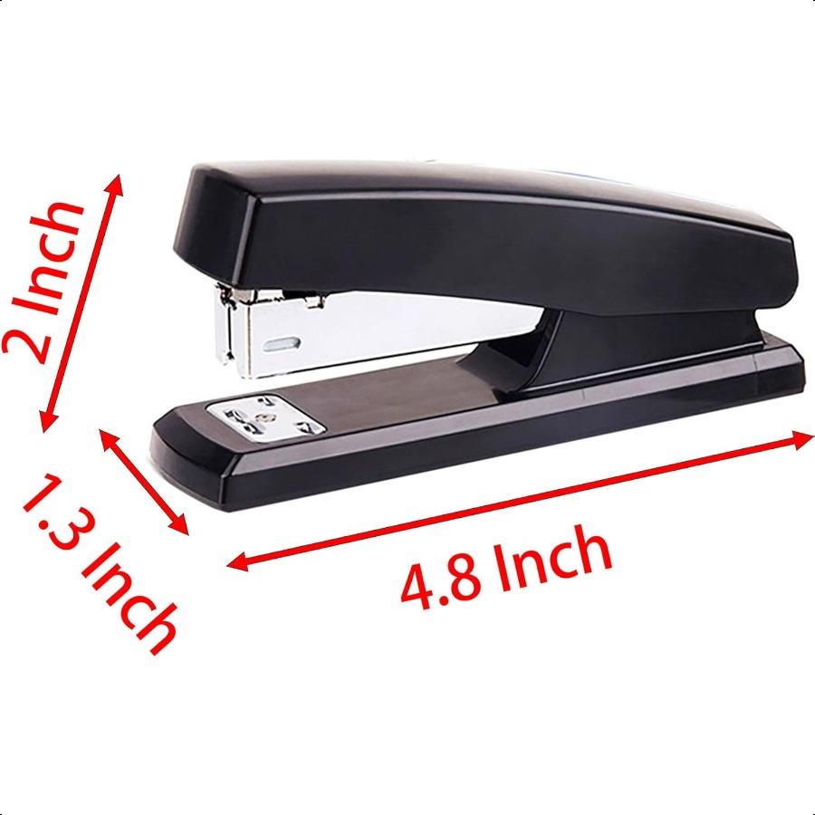 Desktop Staples 4.8 Inch Labor Saving Black Stapler For 20 Sheets Capacity With 500 Pcs No.12 Staples Black