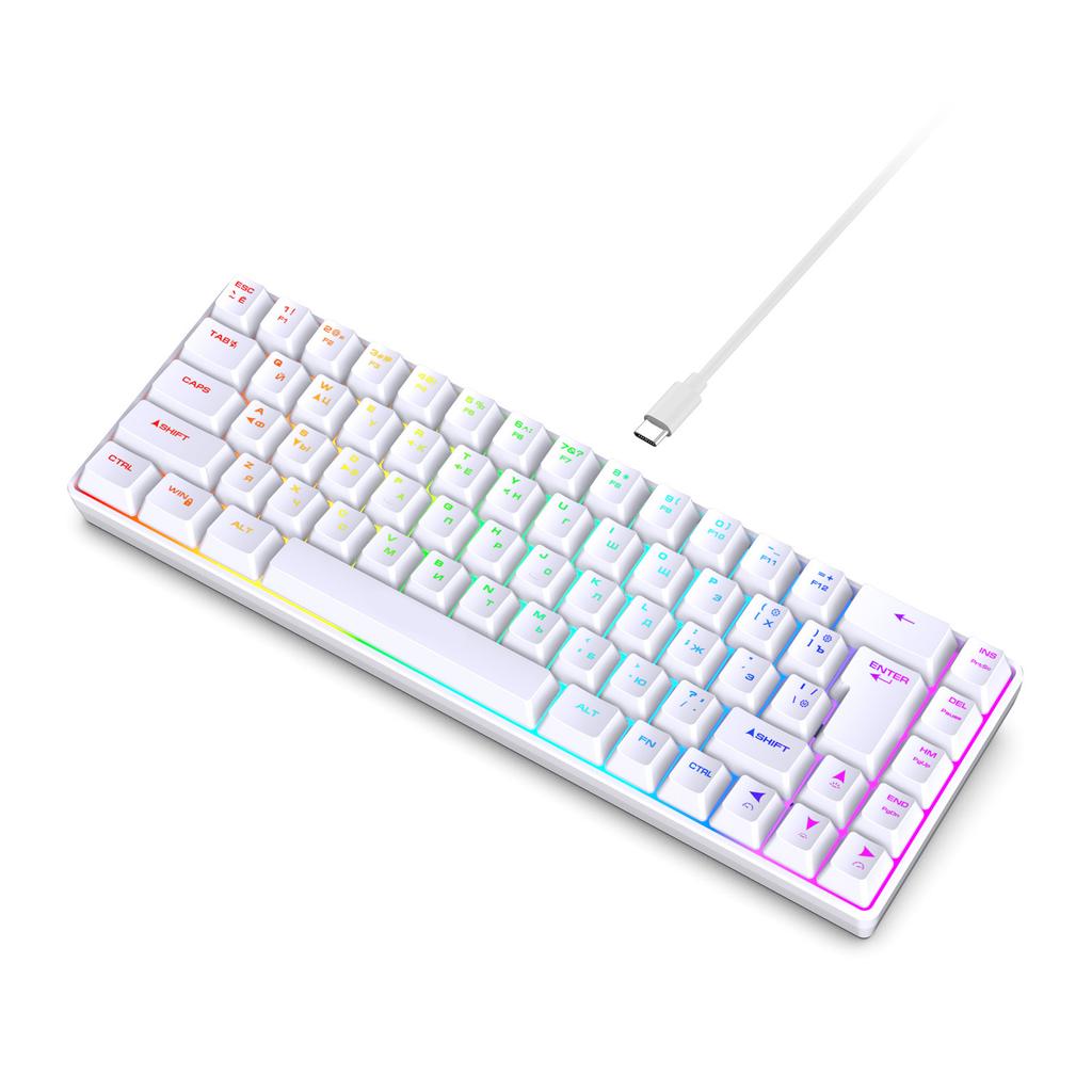 Russian English Dual Language Keyboard 68-Key RGB Backlit Gaming Mechanical Keyboard for Gaming