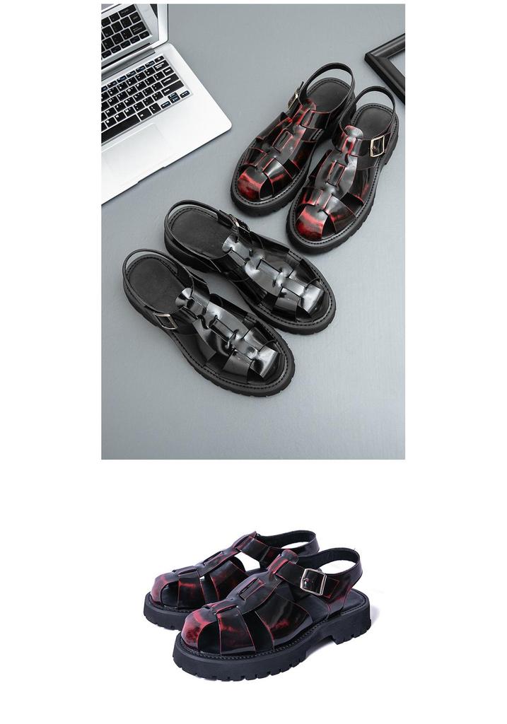 Men's Roman Sandals: Summer Leather Thick Sole Casual Shoes – Large Size