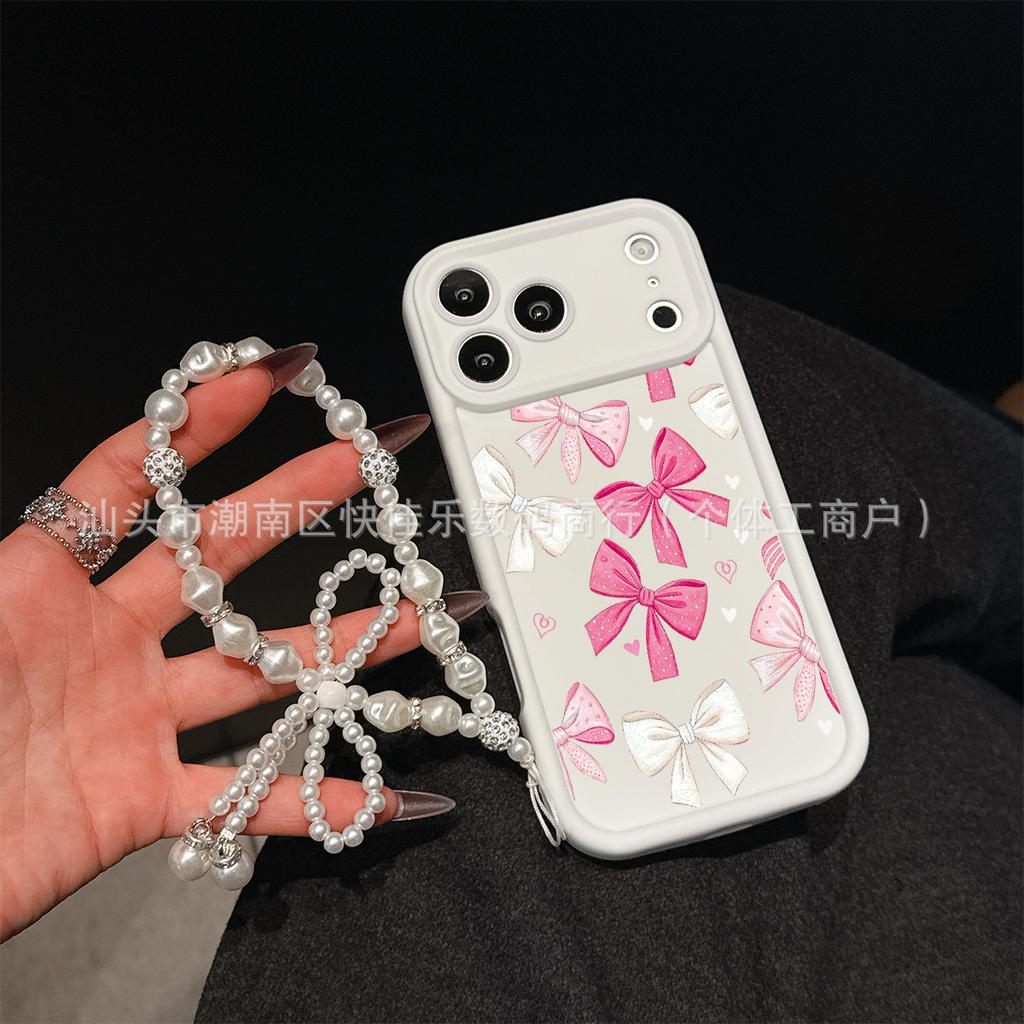 Sweet Pearl Bow Pendant for iPhone Apple 11/12/13/14/15/16/17 Phone Case