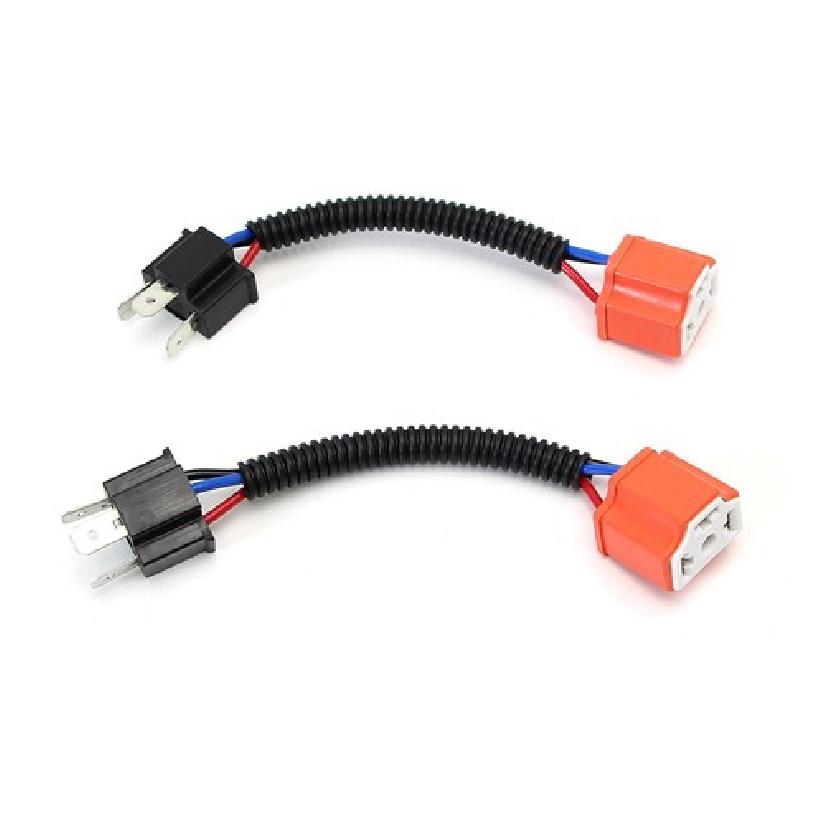 (2) H4 9003 Ceramic Wire Wiring Harness Sockets Adpters For Headlights Fog Lamps