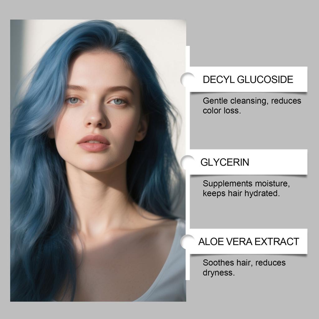 GleamXi Blue Hair Shampoo Gentle Care Softening Natural Color Enhancing Hair Gloss 250ml