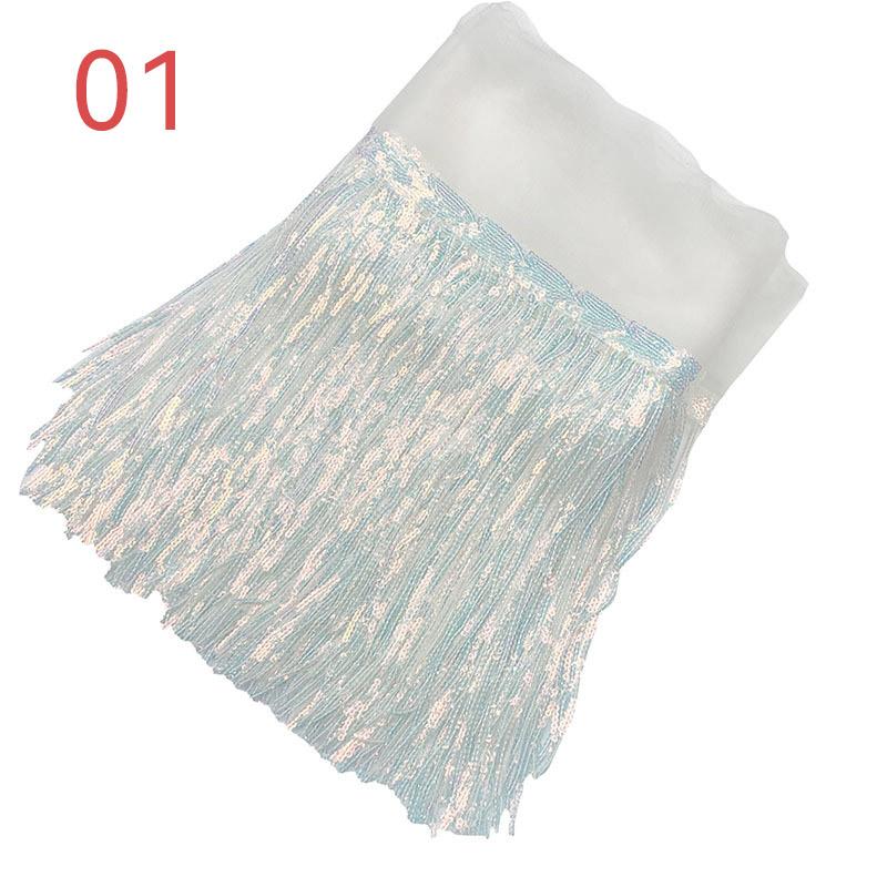 10 Yard 20cm Colorful Sequins Tassel Lace Fabric Fringe Trim Ribbon Latin Dance Performance Dresses Decor Diy Sewing Accessories