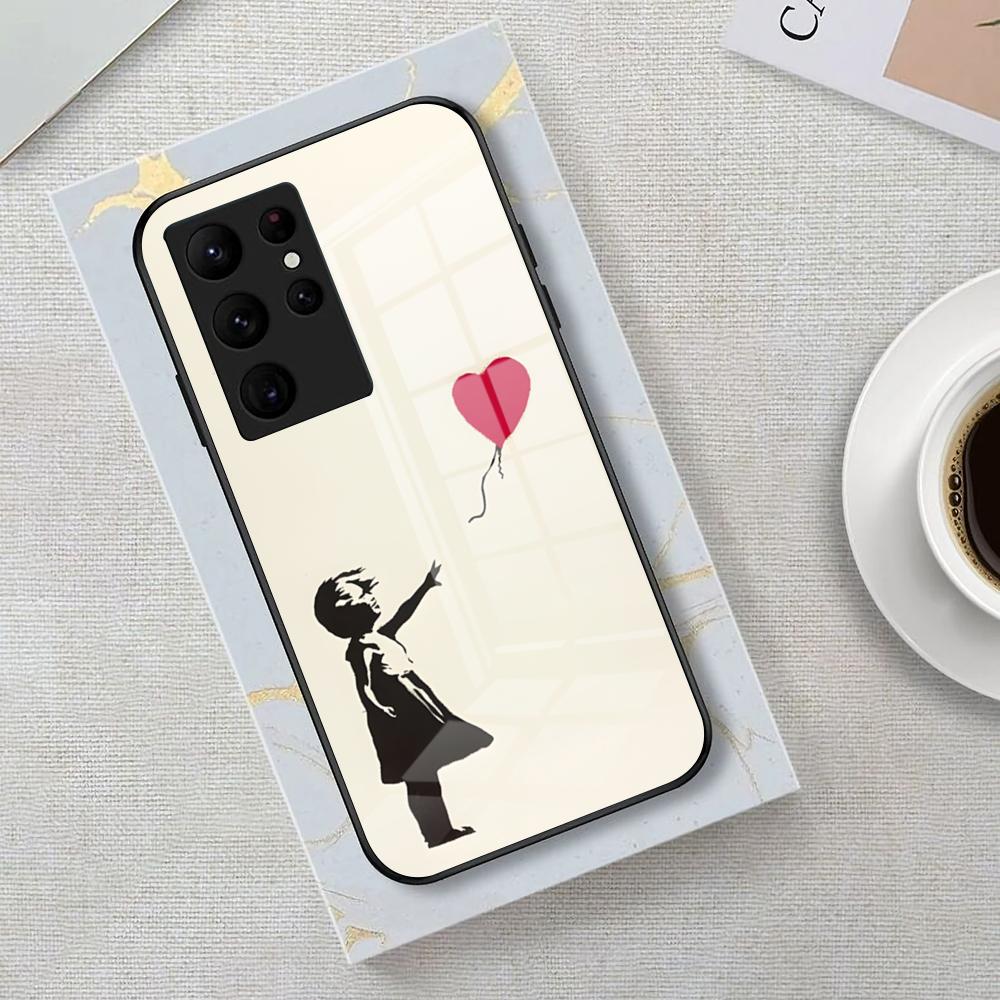 Street Art B-Banksy Graffiti Phone Case For Samsung S26 S25 Edge Ultra 23 22 21 20 Ultra Plus S24 Fe Glass Cover