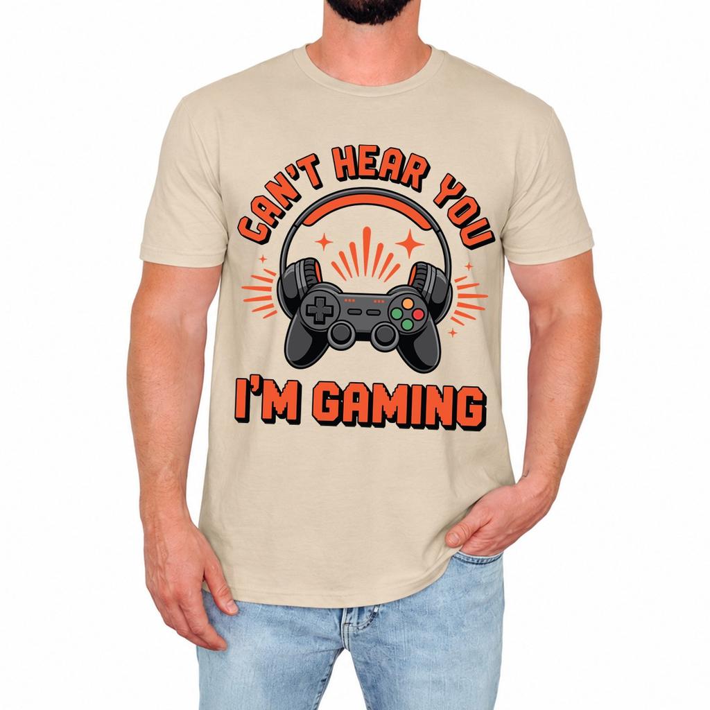 Funny Gamer Mens T-Shirt Cant Hear You Im Gaming Retro Novelty Gift For Him