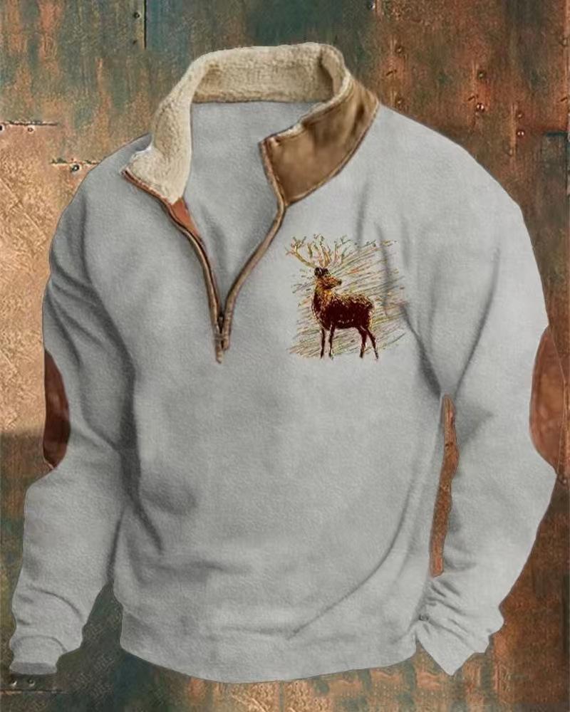 

Мужская ретро-толстовка с полумолнией, меховым воротником и белой полосой, 2025 3XL