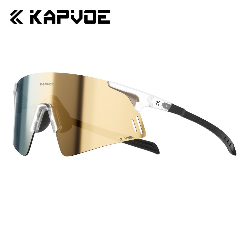 Kapvoe Lightweight Photochromic Rimless Sunglasses Real Carbon Fiber Cycling Glasses UV400 MTB Bike Running Men Sports Eyewear