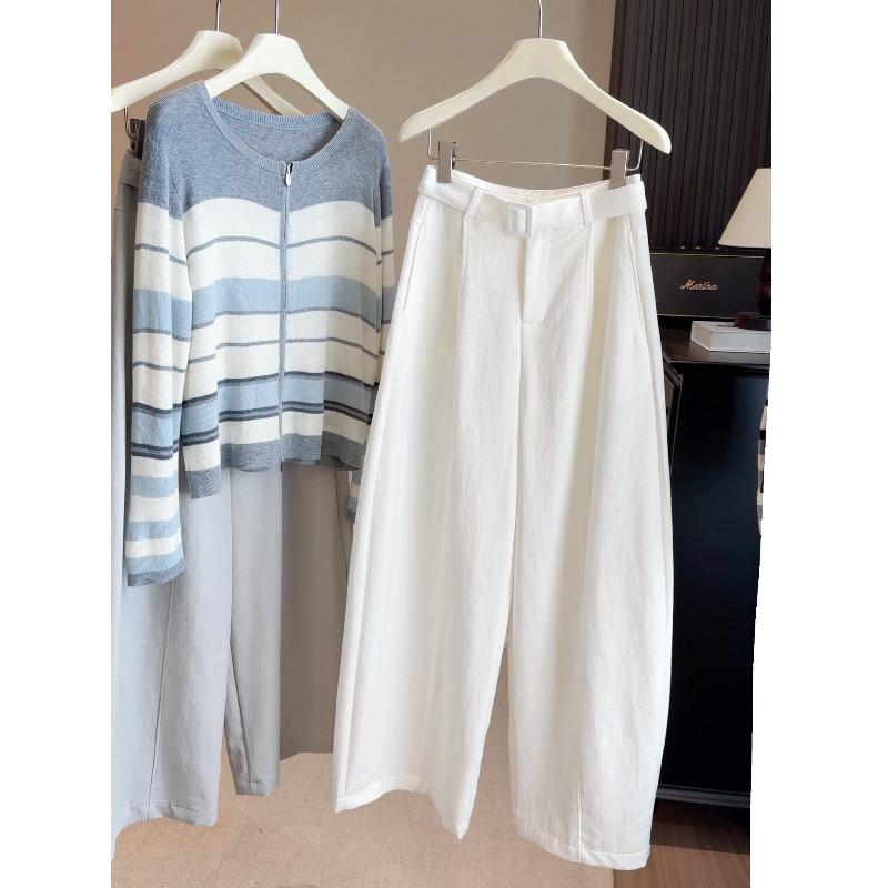 

Solid color Tencel cotton high waist loose wide leg scimitar pants women s spring new thin casual versatile balloon pants S белый